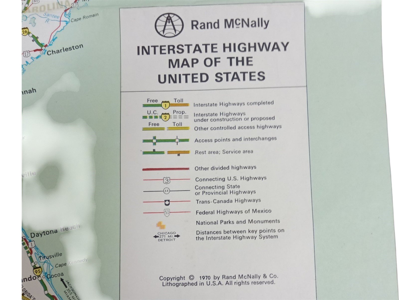 Rand McNally Wilson Freight Map 25" by 36" Vintage Collectible Nostalgic