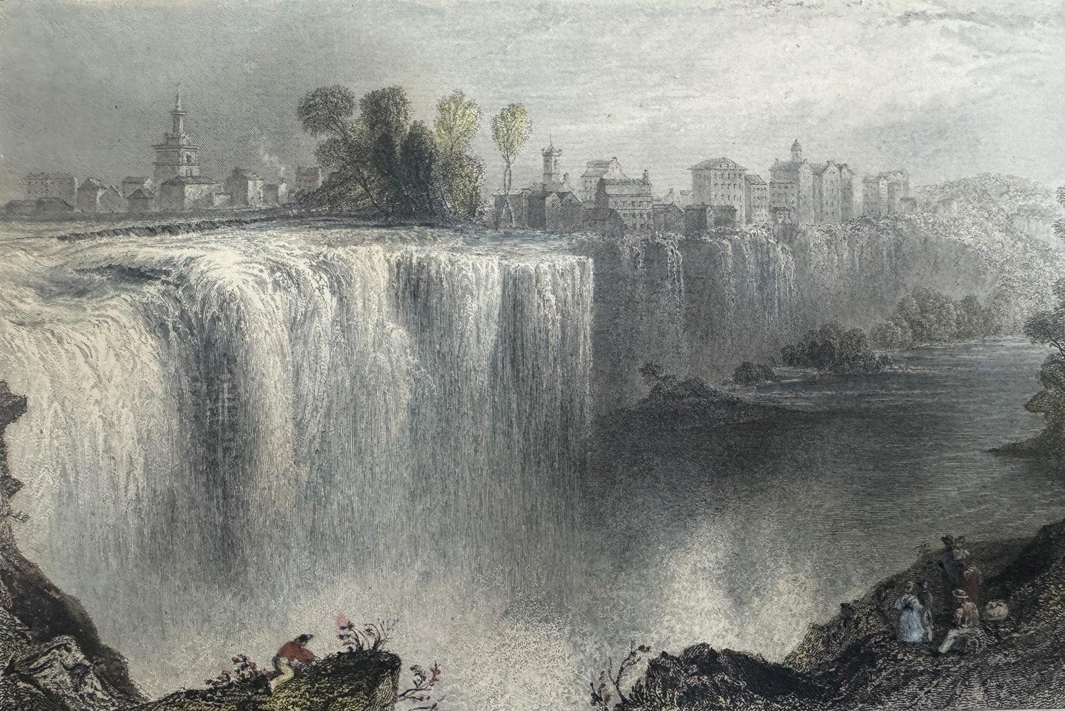 Print Vintage W.H. Bartlett J. Cousin The Genesee Falls Rochester 1883