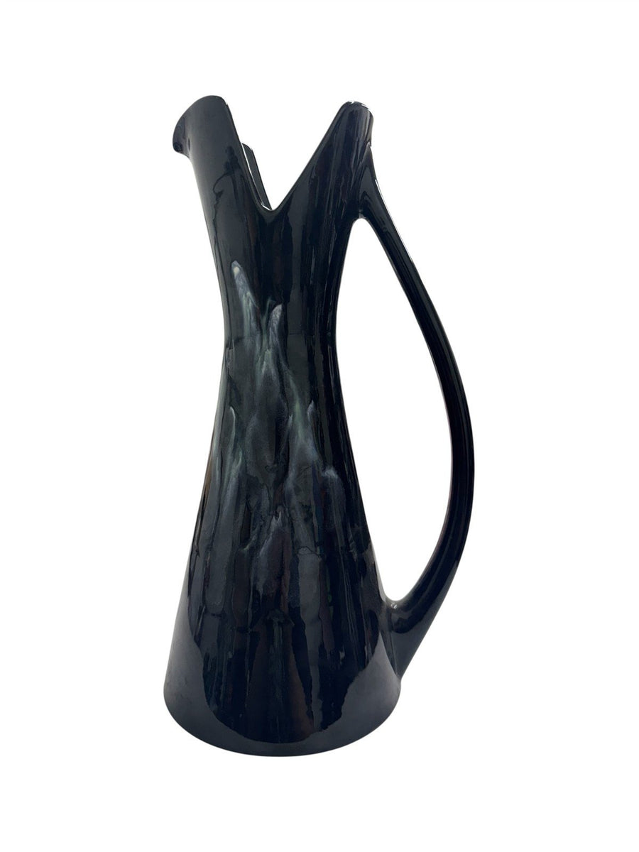 Vase Royal Haeger Vintage Black Glazed/White Lava Mid Century Modern Pitcher