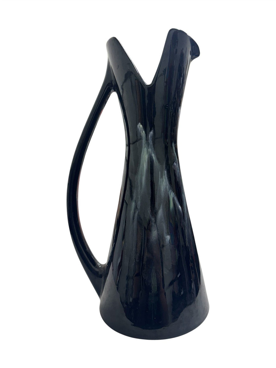 Vase Royal Haeger Vintage Black Glazed/White Lava Mid Century Modern Pitcher