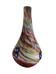 Vase Murano Millefiori Flower Ribbon Swirl Italy Handmade Glass Teardrop