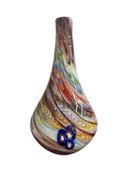Vase Murano Millefiori Flower Ribbon Swirl Italy Handmade Glass Teardrop