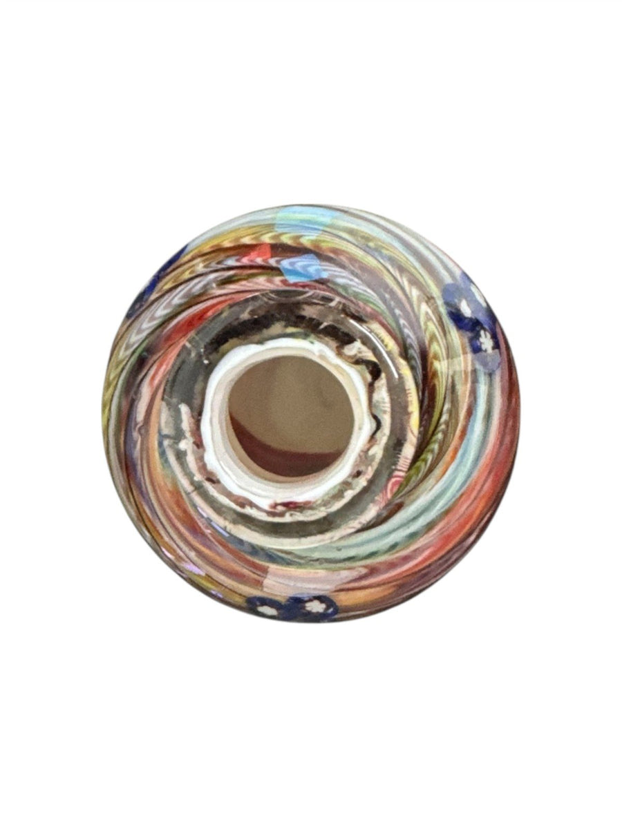 Vase Murano Millefiori Flower Ribbon Swirl Italy Handmade Glass Teardrop