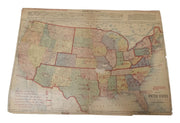 US Postal Service Map Of Military Bases WW1 1919 15x21 Antique Militaria