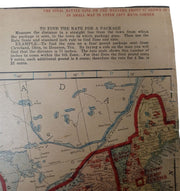 US Postal Service Map Of Military Bases WW1 1919 15x21 Antique Militaria
