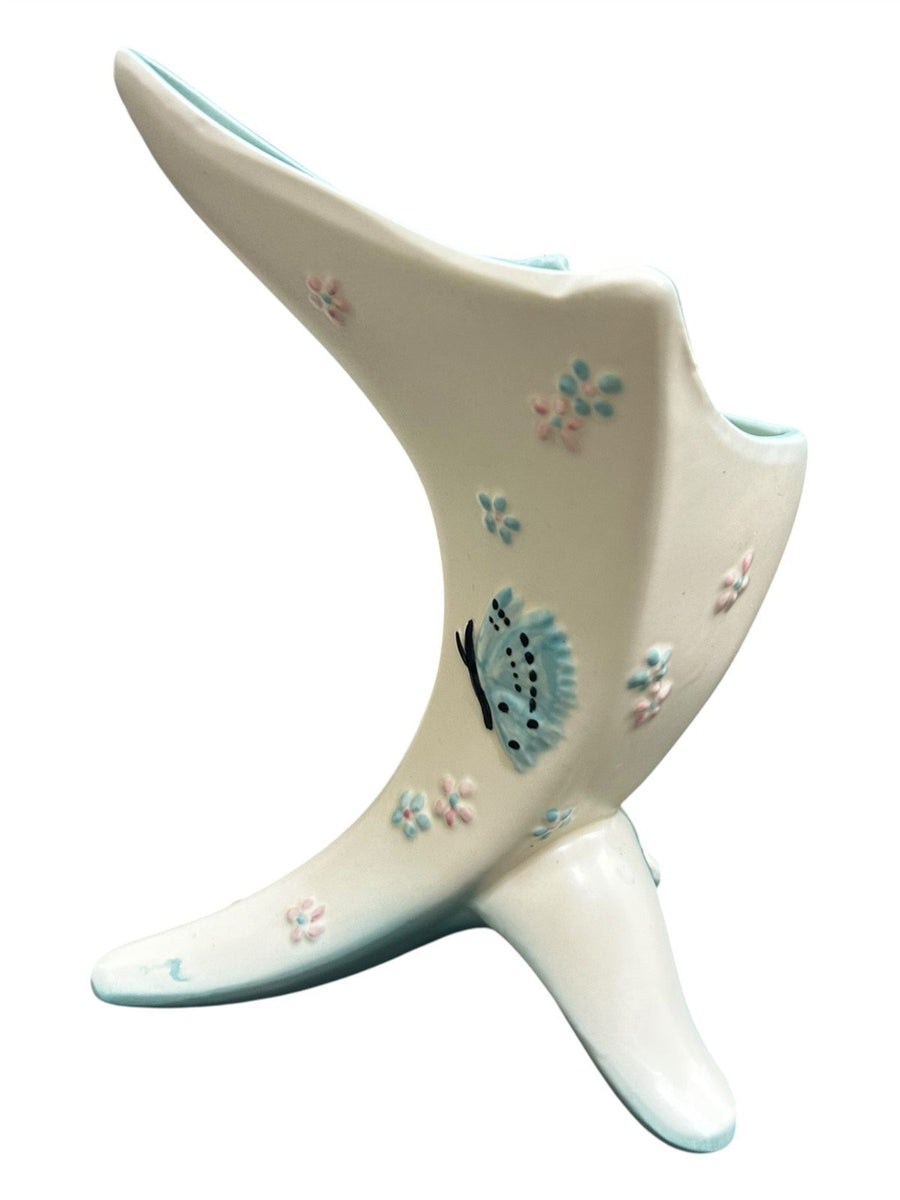 Hull Pottery Butterfly Candleholders, Vase, Ashtray, Tray and Basket Vintage Lot