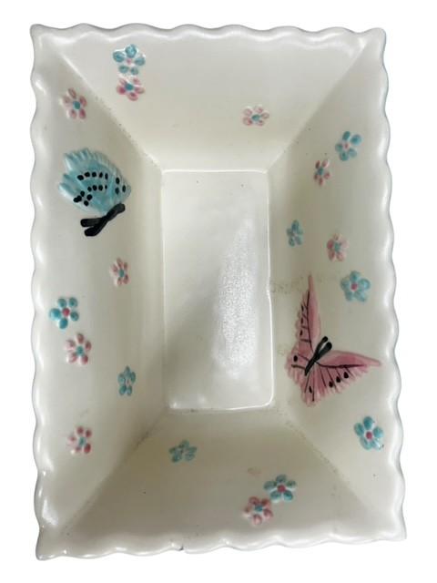 Hull Pottery Butterfly Candleholders, Vase, Ashtray, Tray and Basket Vintage Lot