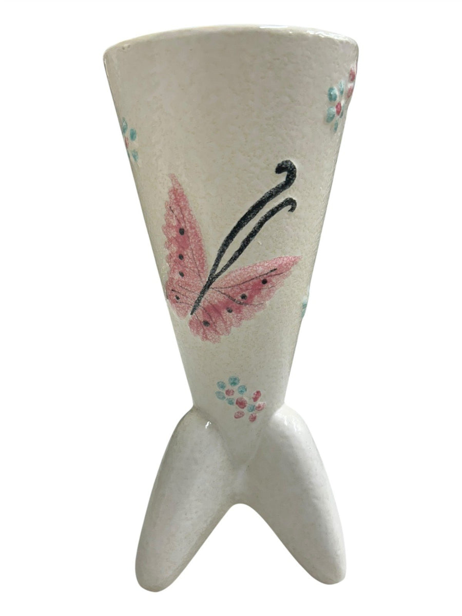 Hull Pottery Butterfly Pitcher and Tripod Vase Mid-Century Collectible Vintage