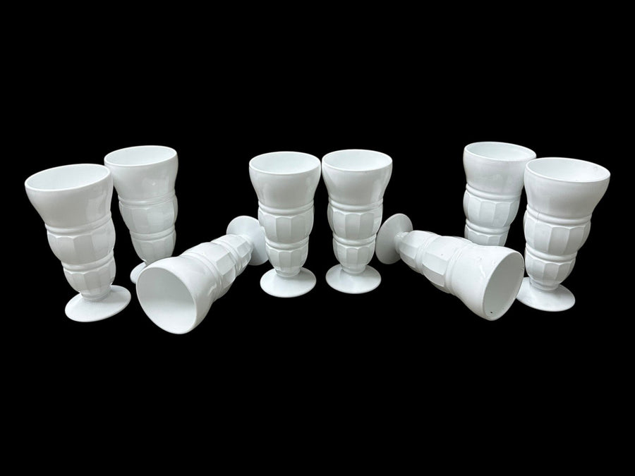 Milk Glass Ice Cream and Soda Vintage Glasses 8 Piece in Original Box by Colony