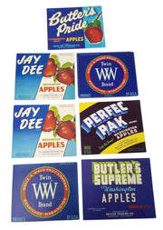 Wenatchee Washington Produce Crate Labels 9x10 Set Of 7 Vintage Collectible