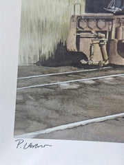 Railroad Pennsylvania Lithograph Hand Signed P. Lerro Titled South Amboy Lineup