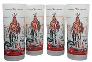 Native American Indians Vintage Frosted Glass set of 4-1950's series