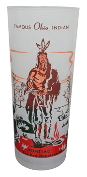 Native American Indians Vintage Frosted Glass set of 4-1950's series