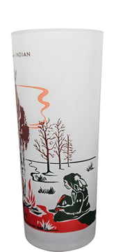 Native American Indians Vintage Frosted Glass set of 4-1950's series