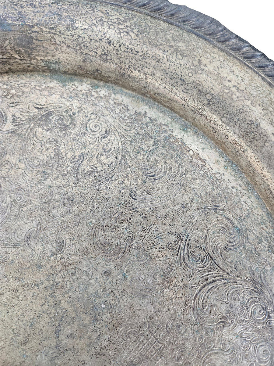 Silver Platter & Teapot Set With Tray, Creamer, and Sugar Bowl With Lid