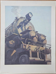 Railroad Pennsylvania Lithograph On Cotton John C. Wenrich "Pennsy Class 1-ls, 2-10-0 (1956) 25"x19"