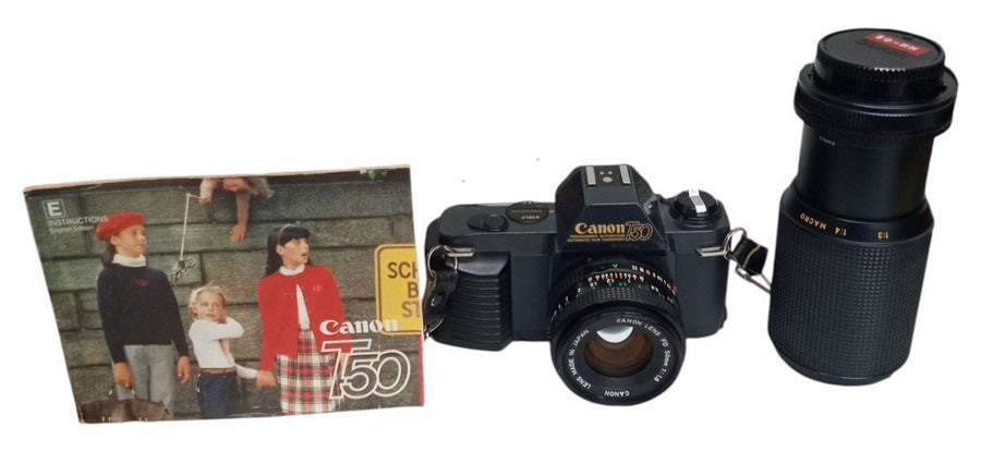 Canon T50 Camera With Accessories Retro Collectible Photography 1980s