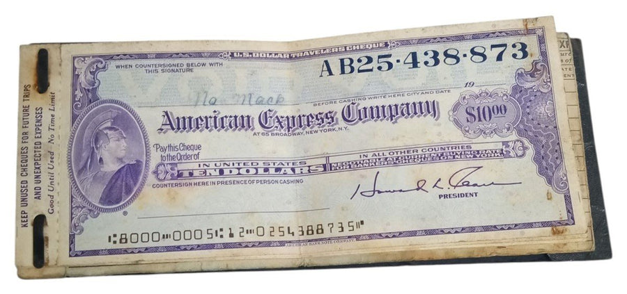 American Express Traveller's Cheques With Wallet Antique Collectible Nostalgic