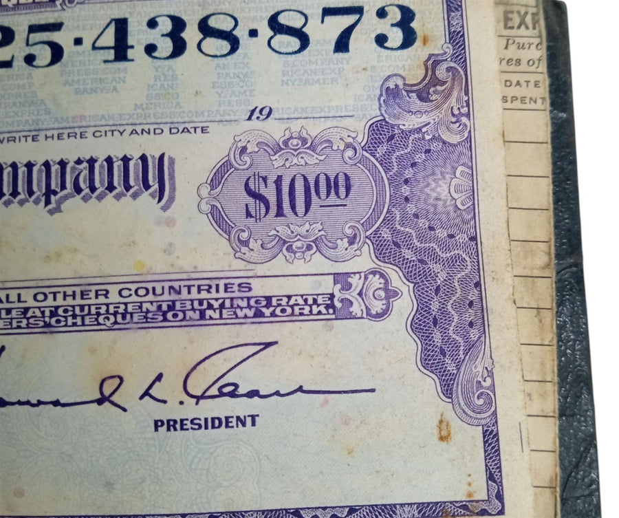 American Express Traveller's Cheques With Wallet Antique Collectible Nostalgic