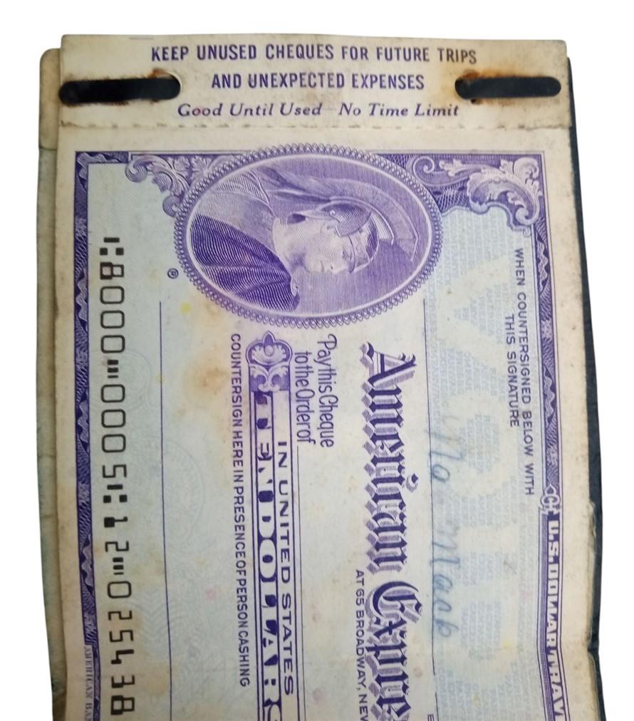 American Express Traveller's Cheques With Wallet Antique Collectible Nostalgic