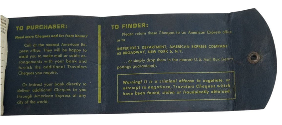 American Express Traveller's Cheques With Wallet Antique Collectible Nostalgic