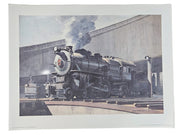 Railroad Pennsylvania Lithograph John C. Wenrich '57 Pennsy Class E6, 4-4-2 East Altoona Roundhouse 25"x19"