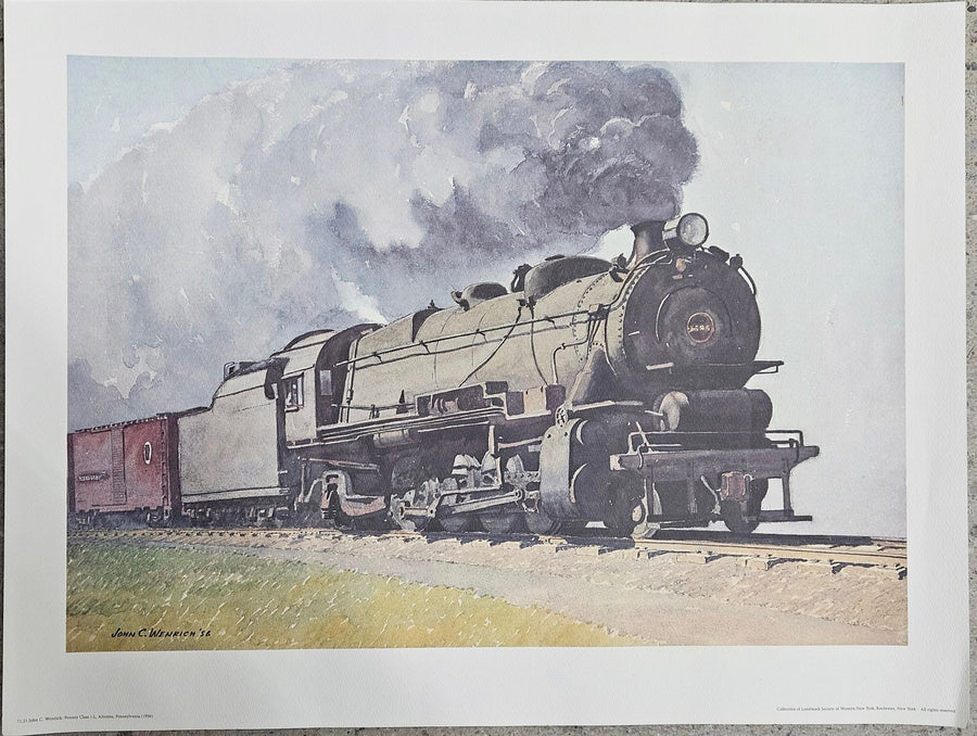 Railroad Pennsylvania Lithograph John C. W. '56 Pennsy Class 1-L Altoona 25"x19"