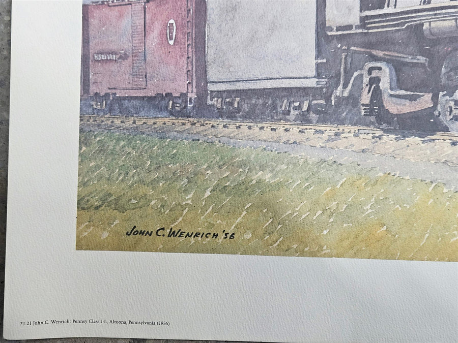Railroad Pennsylvania Lithograph John C. W. '56 Pennsy Class 1-L Altoona 25"x19"