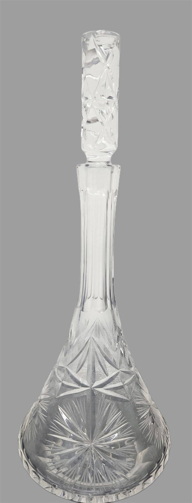 Lead Cut Crystal Vintage Wine Decanter With Stopper-Poland/Czechoslovakia