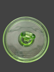 Lemon-Lime Vintage Vaseline Depression Glass Tray With Heart-Shaped Handle