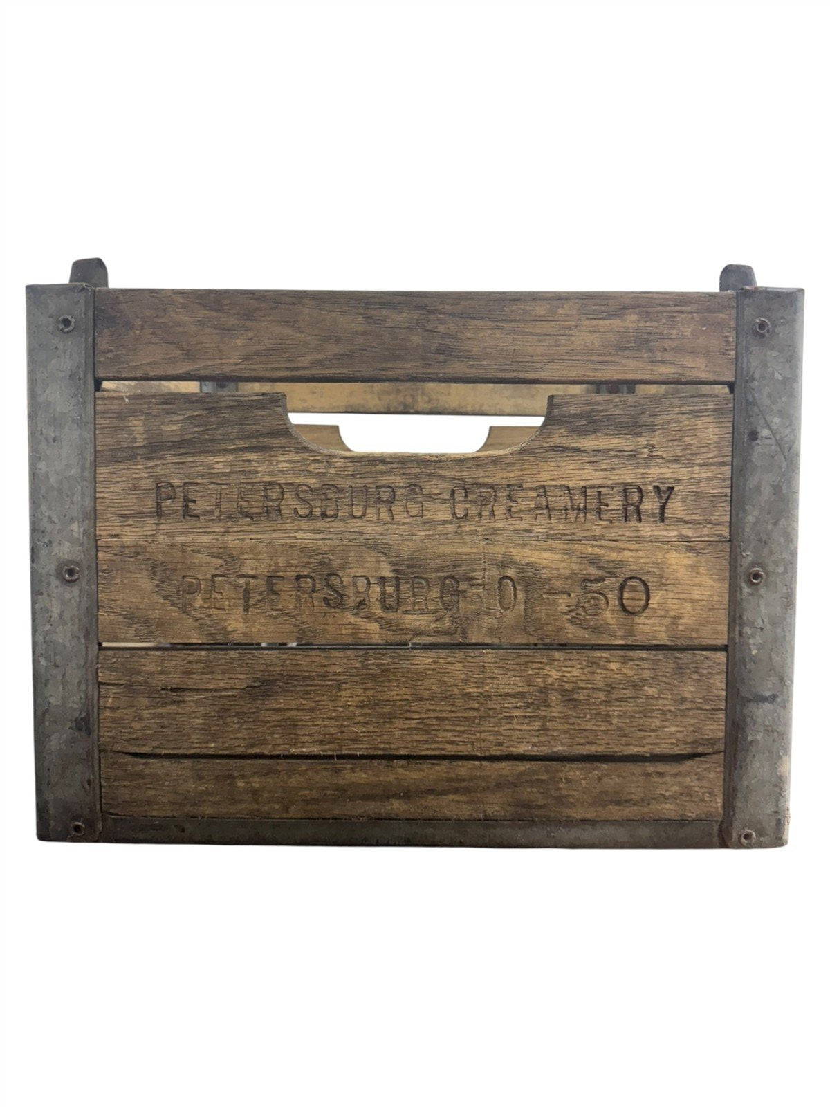 Milk Crate Vintage Wood Petersburg Creamery Petersburg Ohio 12