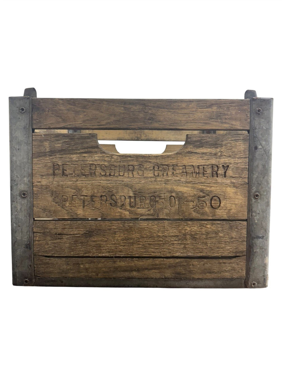 Milk Crate Vintage Wood Petersburg Creamery Petersburg Ohio 12 Bottle Slots