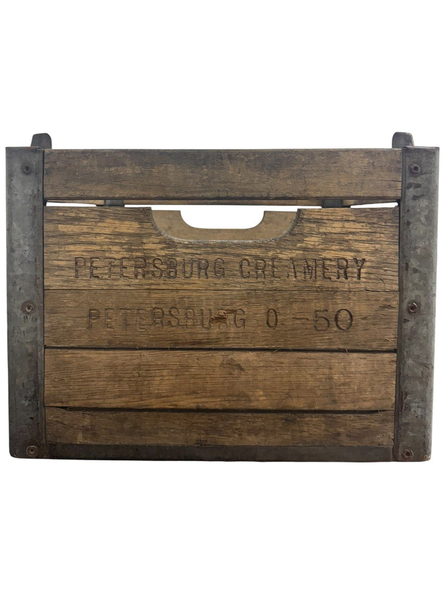 Milk Crate Vintage Wood Petersburg Creamery Petersburg Ohio 12 Bottle Slots