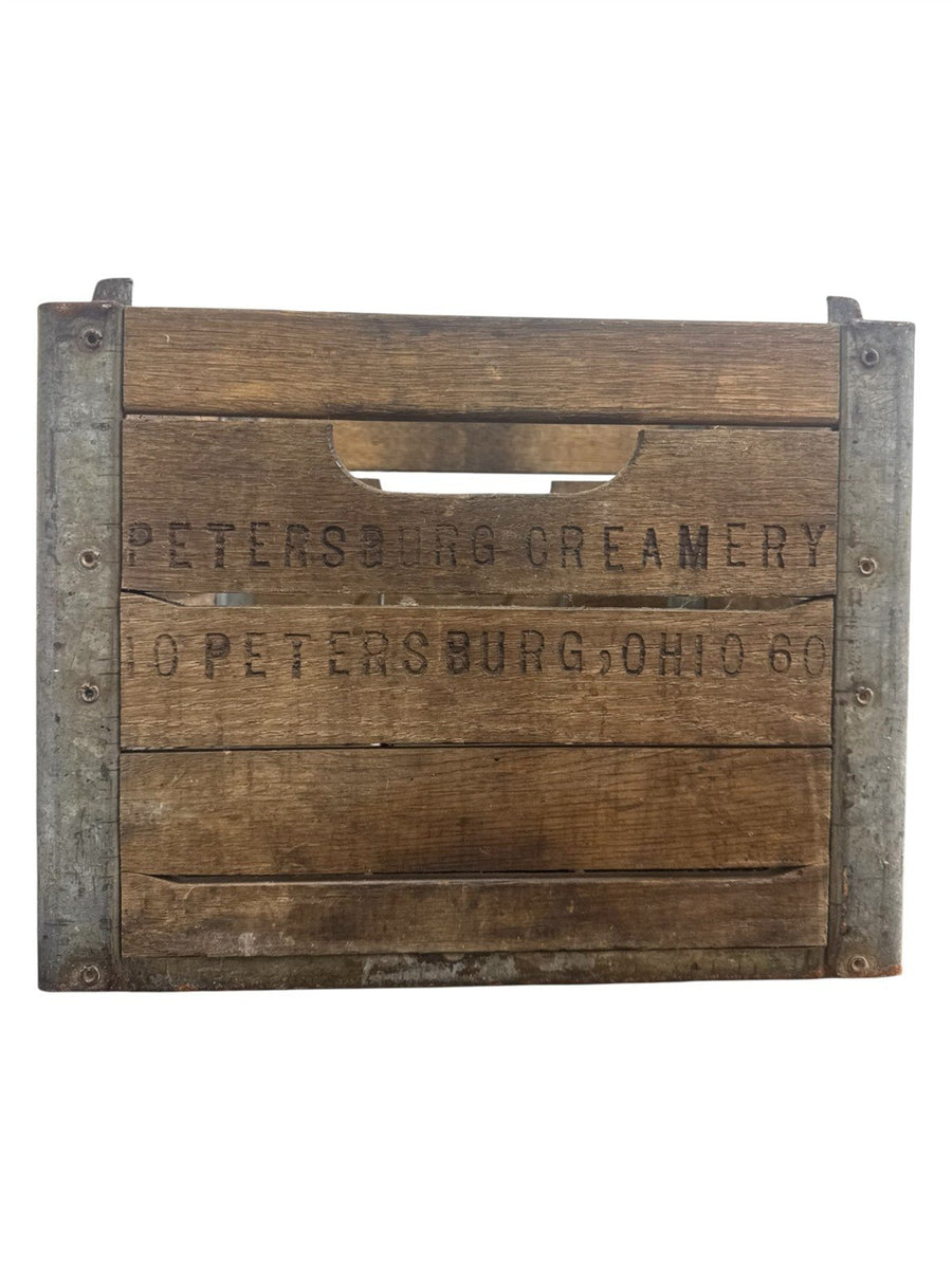 Milk Crate Vintage Wood Petersburg Creamery Petersburg Ohio 6 Bottle Slots