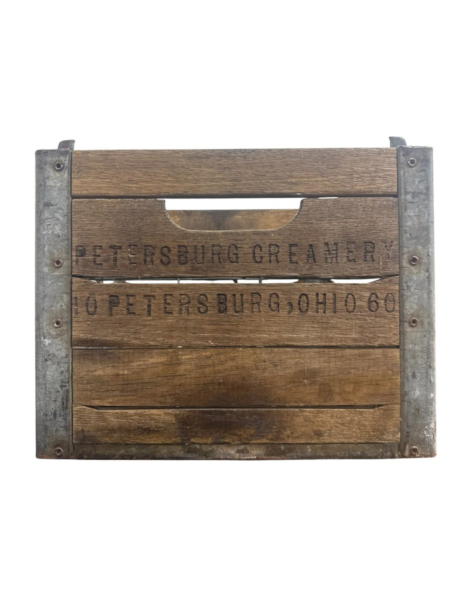 Milk Crate Vintage Wood Petersburg Creamery Petersburg Ohio 6 Bottle Slots