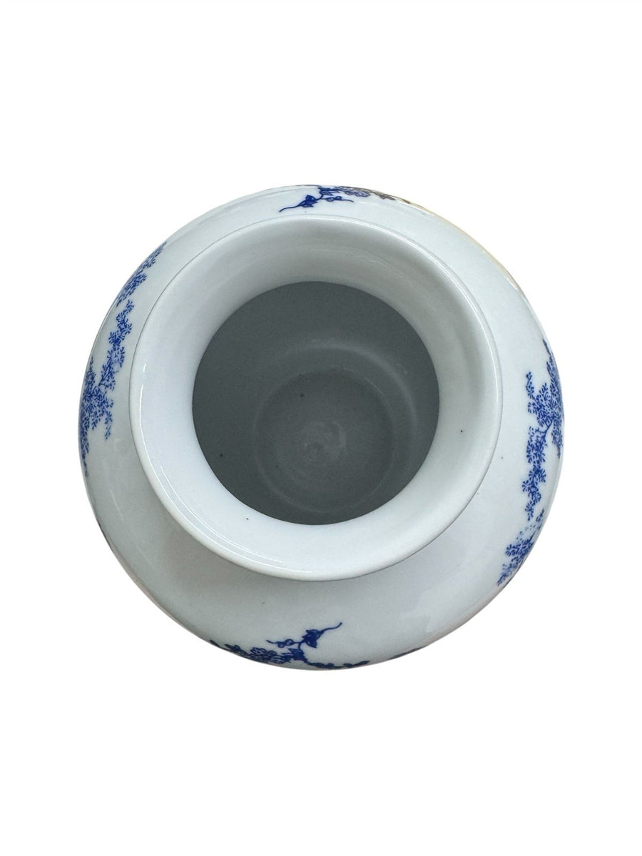 Vase Porcelain Formalities Baum Brothers China Blue and White Rooster Urn 10"