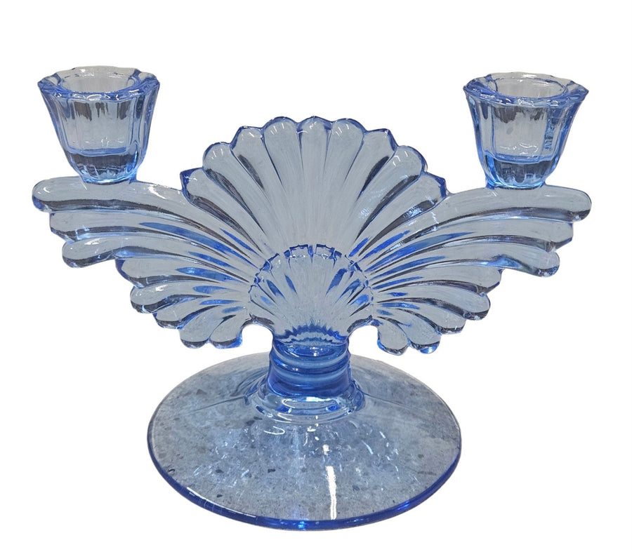 Copen Blue Vintage Glass "Paden City Maya" Console Set Full