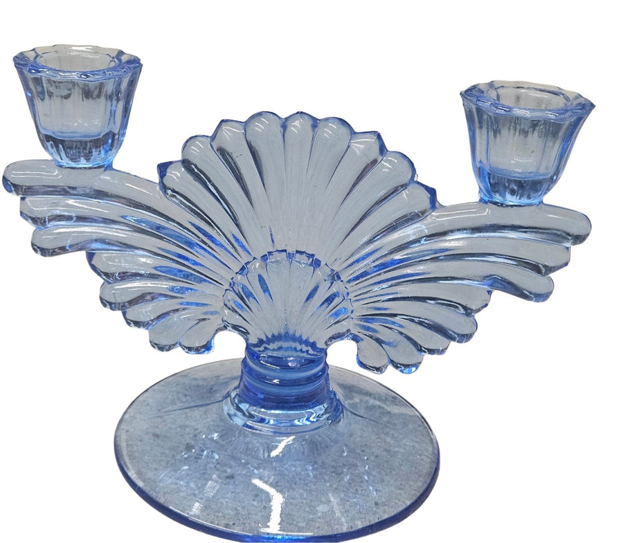 Copen Blue Vintage Glass "Paden City Maya" Console Set Full