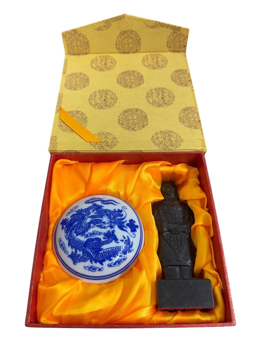 Chinese Stone Soldier Stamp with Red Ink Seal English and Chinese Name (John)