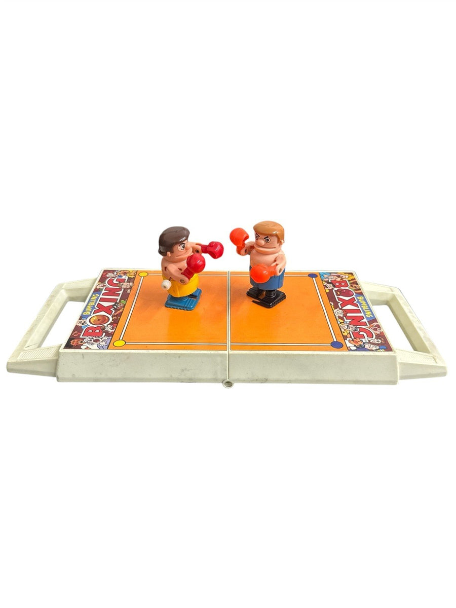 TOMY Bumbling Boxing 1980's Toy Vintage Play Set 2 Wind Up Boxers Folding Case