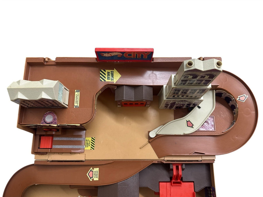 Hotwheels Mattel City Folding Playset Cars Vintage 1970's Sto & Go Case
