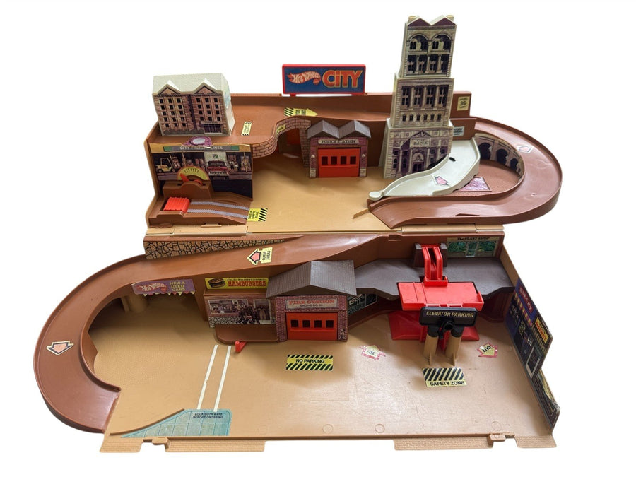 Hotwheels Mattel City Folding Playset Cars Vintage 1970's Sto & Go Case