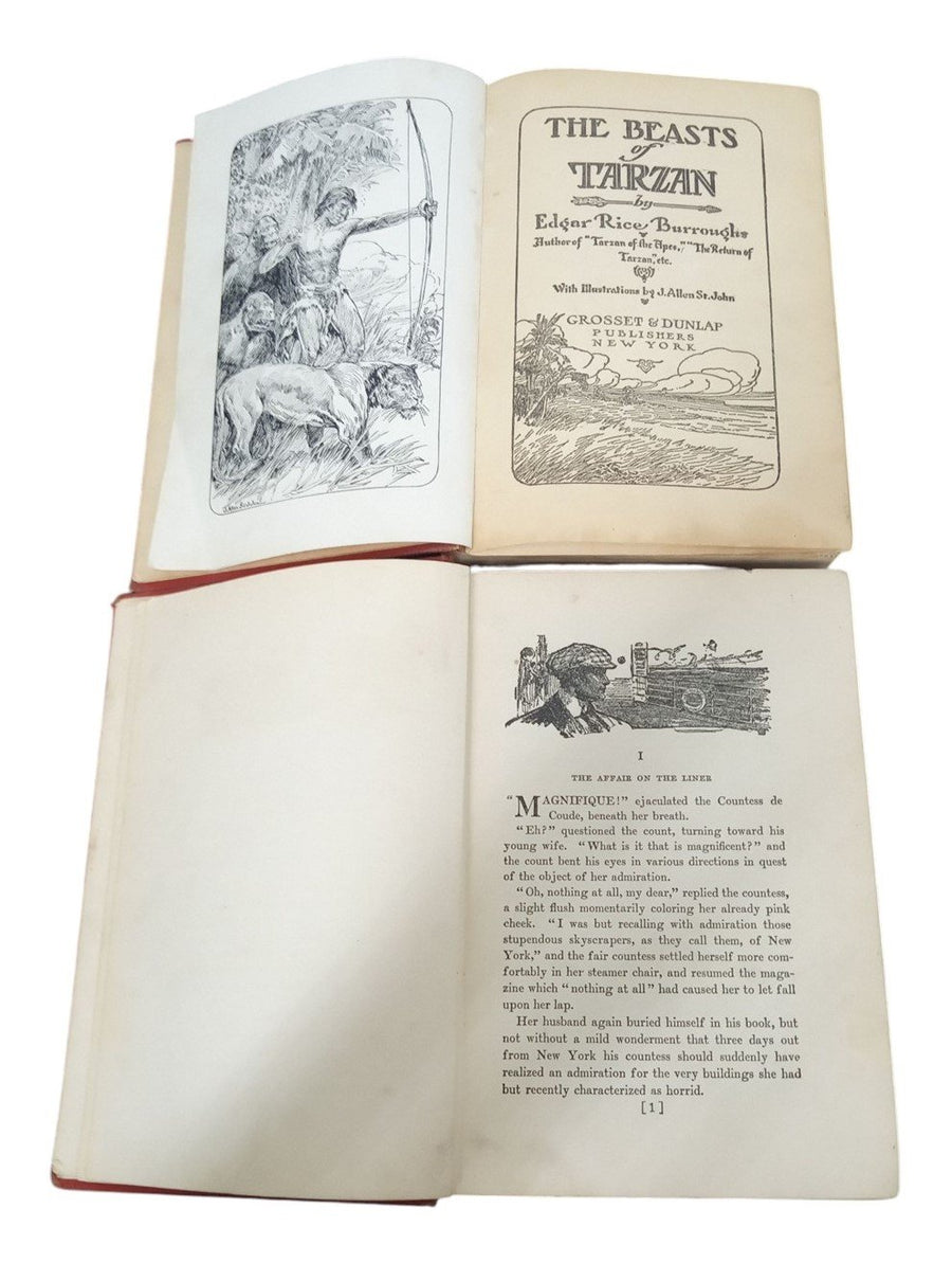 Tarzan Books 1910s Edgar Rice Burroughs Antique Collectible Literature