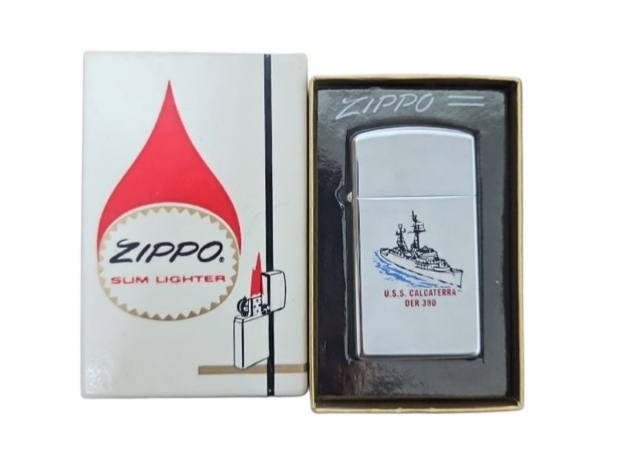 Zippo Slim 1969 U.S.S. Calcaterra (DER-390) Vintage Lighter