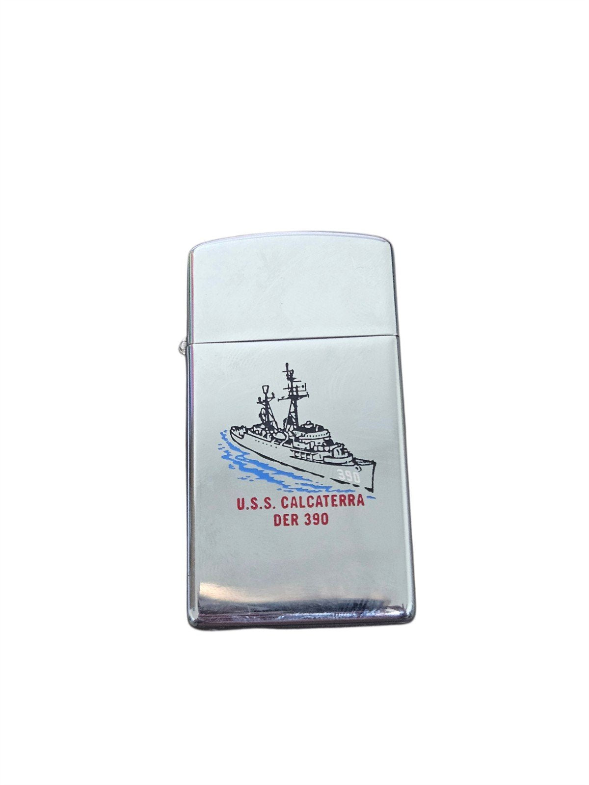 Zippo Slim 1969 U.S.S. Calcaterra (DER-390) Vintage Lighter