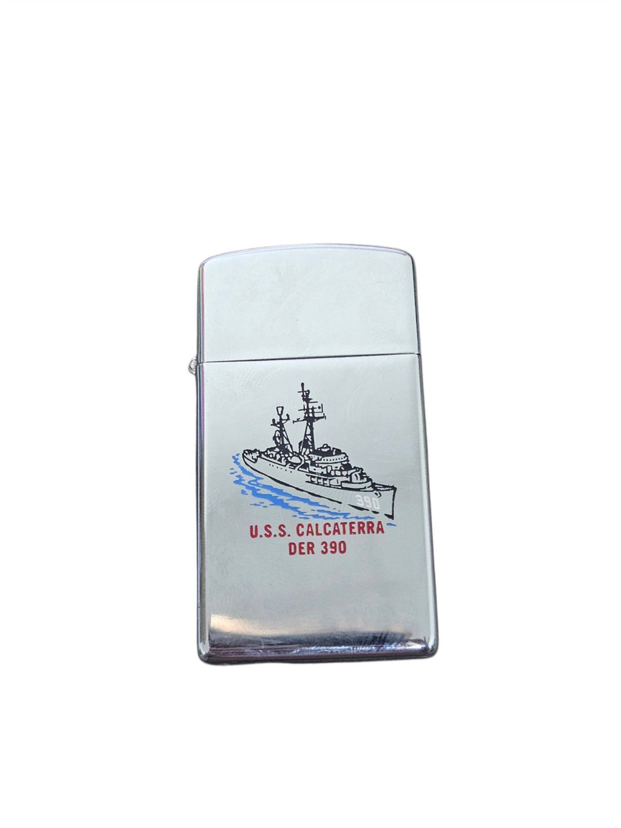 Zippo Slim 1969 U.S.S. Calcaterra (DER-390) Vintage Lighter