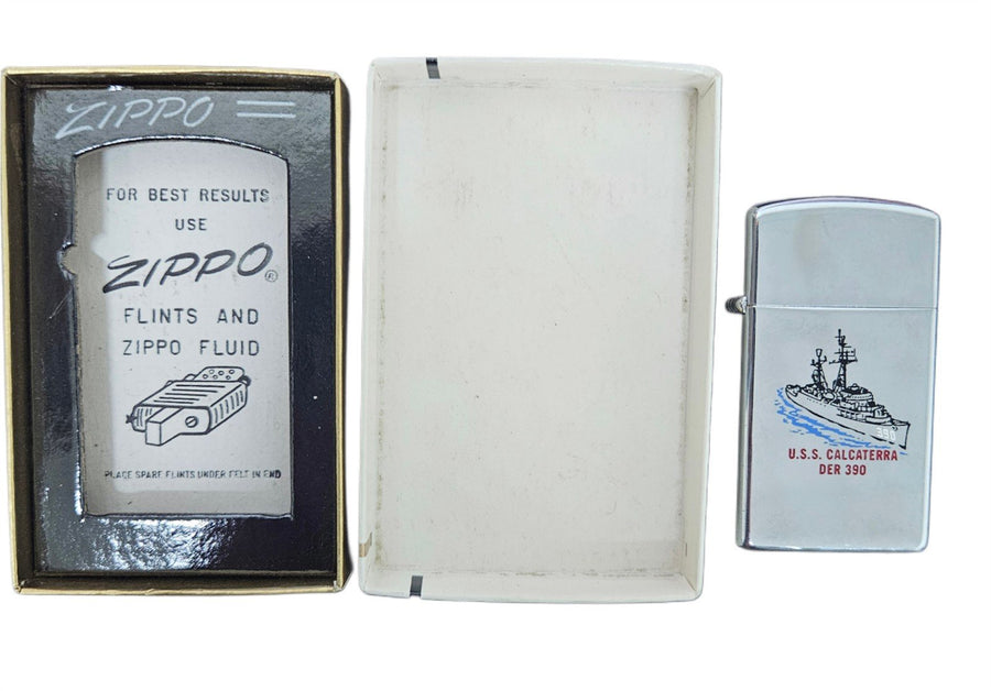 Zippo Slim 1969 U.S.S. Calcaterra (DER-390) Vintage Lighter