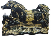 MCM Vintage Black And Gold Ceramic Horse TV Lamp 1950's