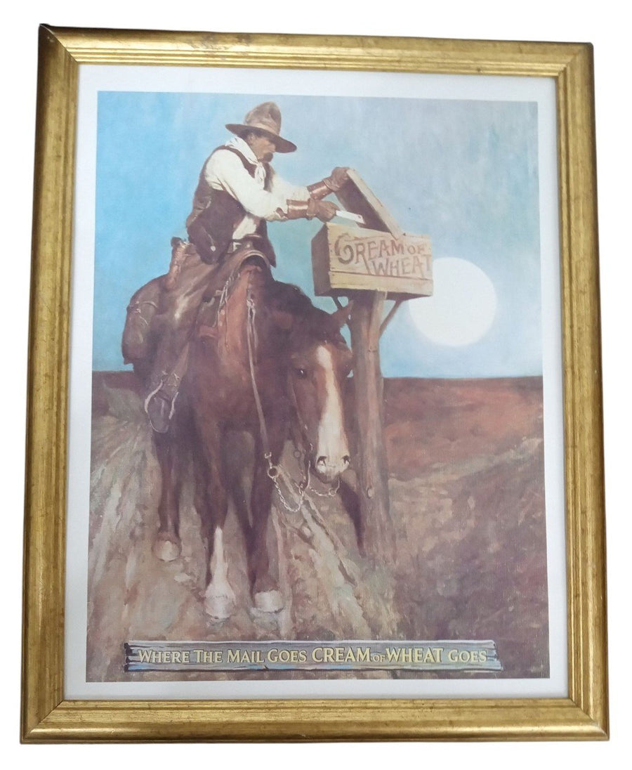 Lithograph N.C. Wyeth Cream Of Wheat Western Print Ad Vintage Collectible
