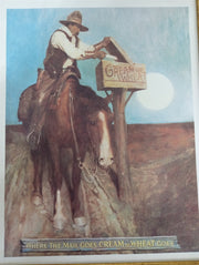 Lithograph N.C. Wyeth Cream Of Wheat Western Print Ad Vintage Collectible